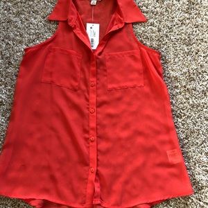 Decree Orange Sheer sleeveless top